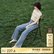 ONLY顯瘦直筒褲牛仔褲女|124232025 J33350水洗牛仔藍 XS 