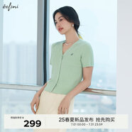 伊芙麗（eifini）【夏季薄款全新升級】伊芙麗高智麻花毛衣短袖針織衫女 豆綠 短袖V領(lǐng)現(xiàn)貨 L 115-130斤