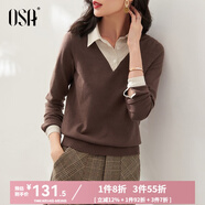 歐莎（OSA）小香風(fēng)假兩件黑色針織衫女外穿春秋季2025年新款打底上衣 咖啡色A S