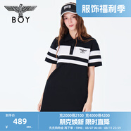 BOY LONDON春夏女士連衣裙字母條紋時(shí)尚休閑polo裙W17800 黑色 M
