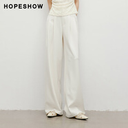 紅袖（hopeshow）白色寬松休閑褲夏季新款顯瘦闊腿長褲 米白004 S