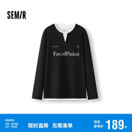 森馬（Semir）[商場同款]長袖T恤男拼接假兩件情侶裝25秋印花上衣101525101201