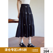 獨(dú)束大碼女裝優(yōu)雅芭蕾風(fēng)半身裙夏裝新款抽褶裙擺蓬松減齡浪漫裙子 黑天鵝 2XL (尺碼：4)