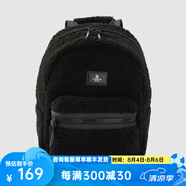 探路者挎包背包戶外柔軟防刮仿羊羔絨休閑10升雙背包男女通款秋冬新款 黑色 10升