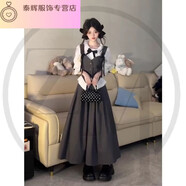 樊浩miu系小香風(fēng)春日三件套女款半身裙套裝馬甲襯衫長裙洋氣穿搭 三件套裝 S