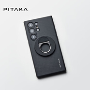 PITAKA適用三星s24ultra手機保護殼新款Kevlar磁吸保護套masafe芳綸纖維全包防摔殼碳纖維紋保護殼簡約 手機保護殼+黑灰磁吸支架 三星GalaxyS24Ultra