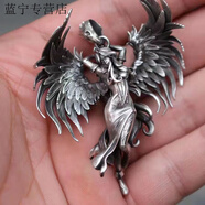 GIOIOS925純銀惡靈天使項(xiàng)鏈復(fù)古銀飾天使翅膀情侶男女吊墜情人節(jié) 單獨(dú)吊墜