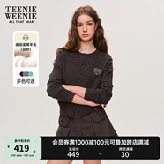Teenie Weenie小熊針織開衫女2025年春季新款清新活力愛心刺繡圓領(lǐng)針織衫空調(diào)衫 煤灰色 M