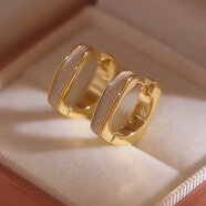 百年老鳯祥S925純銀滴釉幾何耳釘2025新款感耳扣環(huán)春天耳飾女神節 滴釉幾何耳扣