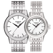 天梭（TISSOT）瑞士手表男表卡森鋼帶石英手表男士手表T085.410.11.011.00 T085白鋼對表