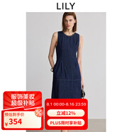 LILY不易褪色牛仔2025夏新款簡約復(fù)古收腰圓領(lǐng)無袖背心裙連衣裙女 419牛仔藍(lán) L