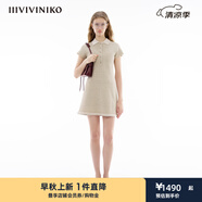 IIIVIVINIKO春季新款通勤polo小香風(fēng)針織連衣裙子女M411109619C 淺灰 M