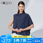 G2000女裝針織衫 季新款時(shí)尚個(gè)性條紋拼接不規(guī)則休閑上衣女83290011 深藍(lán)/78 160/80A/S