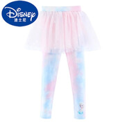迪士尼（DISNEY）女童打底褲裙褲兒童褲裙假兩件一體春秋2025新網(wǎng)紗裙洋氣艾莎裙子 【漸變粉藍(lán)】 100