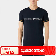 阿瑪尼（Emporio Armani）EA 阿瑪尼 男士鷹標(biāo)修身彈力短袖T恤111971 3F525 深藍(lán) 135 S (國(guó)內(nèi)倉(cāng))