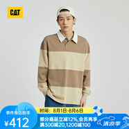 CAT卡特新品男士刺繡logo設(shè)計(jì)撞色戶外POLO衫翻領(lǐng)T恤輕戶外 褐色 L