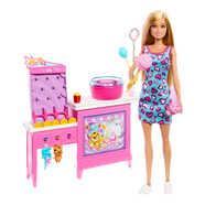 【95成新】芭比（Barbie）女孩娃娃玩具生日禮物過(guò)家家-芭比之棉花糖工坊玩具套裝JFV67
