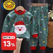 G.DUCKKIDS兒童內(nèi)衣套裝純棉男童女童秋衣秋褲嬰兒寶寶睡衣0-7歲衣服春秋裝 圣誕老人-純棉套裝21 100 建議身高85-95cm