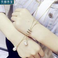 樂(lè )喵（LEMIAO）韓國百搭流蘇毛衣鏈女長(cháng)款簡(jiǎn)約人造珍珠吊墜長(cháng)項鏈衣服掛件配飾七 金色