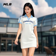 MLB官方女款學院風潮流撞色POLO領(lǐng)時尚運動連衣裙25夏季新款OPV01 紐約洋基隊/象牙色 S (成人）