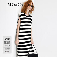 MO&Co.設計感直筒廓形黑白條紋連衣裙法式氣質小眾設計感裙子摩安珂 黑白條色-第2批 S 160