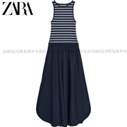 ZARA2025秋季新款 女裝 府綢拼接迷笛連衣裙 8351224 108官方正品 海藍(lán)色 _ 裸色 XS (160_80A)