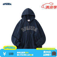 熊貓·本【常華森/官鴻同款】開衫刺繡連帽衛(wèi)衣男寬松日系休閑情侶外套 藏青色 開衫 S