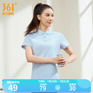 361度運(yùn)動(dòng)翻領(lǐng)t恤2025年春夏季新款休閑透氣短袖情侶POLO衫 【女款】凝霧藍(lán) XL