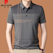 皮爾卡丹（pierre cardin）中年男士純棉短袖t恤爸爸裝2025年夏季薄款POLO衫休閑半袖上衣服 短1903灰色 S 165 推薦90-120斤