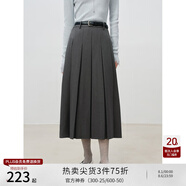 自巧小個子高腰顯瘦A字壓褶半身裙女2024冬裝新款梨型身材百褶裙 水貂灰 S （3碼）