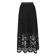 云思木想Ysimo-X摩登國風(fēng)2025早秋百褶蕾絲鏤空中長(cháng)A半身裙13579 黑色 M