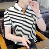 費(fèi)洛仕夏季潮流男裝翻領(lǐng)POLO新款有帶領(lǐng)純色棉線短袖T恤男翻領(lǐng)半袖衣服 YH2832白色 3XL （160斤以下）