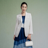 生活在左亞麻小西裝蕾絲花邊時尚百搭寬松2025秋季新款外套上衣女 白色 L