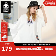 閃電潮牌（GENANX）特寬松七分袖夏oversize風(fēng)不對(duì)稱袖太空棉t恤男 白色 L