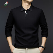 富鋌（FORTEI）長(zhǎng)袖t恤男polo打底衫男士春季上衣服商務(wù)休閑高端男裝 黑色 M (48)