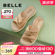 百麗（Belle）厚底休閑拖鞋女商場同款柔軟居家拖鞋A9T1DBT4 杏色 37 (235mm)