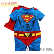凌卡戚夏季嬰兒連體衣蜘蛛俠卡通男寶寶超人爬服超萌可愛外出衣服0-1歲2 假內(nèi)褲超人 59/40(建議身高52-59cm)