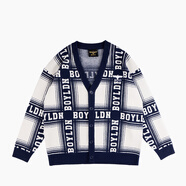 BOY LONDON【牛津學(xué)院】BOYLONDON春情侶款撞色學(xué)院休閑針織開(kāi)衫外套N64004 藍色 XL