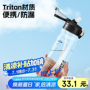 綠珠大容量運動(dòng)水杯健身吸管杯男士男生學(xué)生戶(hù)外tritan750ml 黑