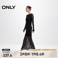 ONLY2025春季新款甜美優(yōu)雅鉤花蕾絲長袖長裙連衣裙女|125161006 H1Z 黑色 2XL