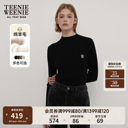 Teenie Weenie小熊針織毛衣女秋冬休閑半高領(lǐng)舒適修身針織衫打底衫 黑色 M