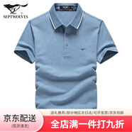 七匹狼（septwolves）菠蘿紋短袖t恤男夏季中年翻領(lǐng)運(yùn)動(dòng)寬松polo衫男冰絲爸爸禮物 升級版113(淺藍(lán))-6387 S 160/80A