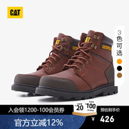 CATCAT卡特男士休閑工鞋經(jīng)典牛皮面防滑大黃靴工裝低靴 棕紅 44 