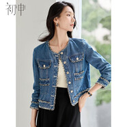 初申新復(fù)古風(fēng)潮牛仔外套女直筒毛邊小香風(fēng)夾克短外套S143U5003