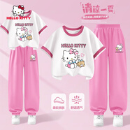 Hello Kitty女童夏裝套裝薄款兒童夏季t恤2025新款洋氣女孩短袖防蚊褲兩件套