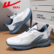 回力（Warrior）運(yùn)動(dòng)男鞋2025新款秋季冰絲網(wǎng)面透氣跑步鞋子減震超輕健身跑鞋 白藍(lán) 43