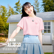雪中飛短袖t恤女夏季2025新款防曬冰絲涼感跑步運動(dòng)上衣 淺粉紅152F (心) L 165/88A-推薦尺碼115-130斤