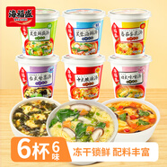 海福盛速食湯方便食品沖泡速溶即食凍干脫水蔬菜料包早餐紫菜蛋花味增湯 6口味6杯裝