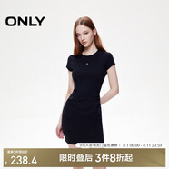 ONLY 2025春季金屬裝飾收腰捏褶短裙T恤裙連衣裙女|125161021