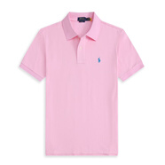 POLO SPORT美國保羅polo衫男小馬標刺繡純棉短袖T恤男經(jīng)典百搭商務(wù)翻領(lǐng)體恤 粉紅色湖藍標 2XL 建議185-195斤